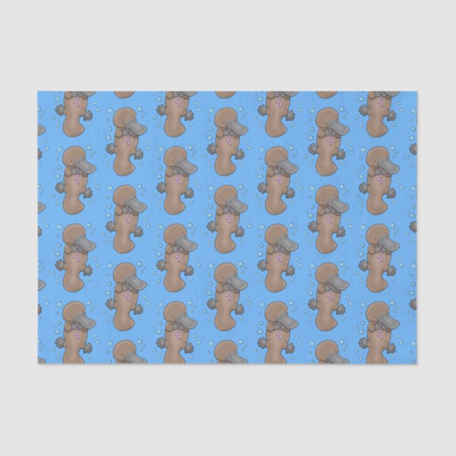 Cute happy baby platypus cartoon illustration tissue paper (Front)