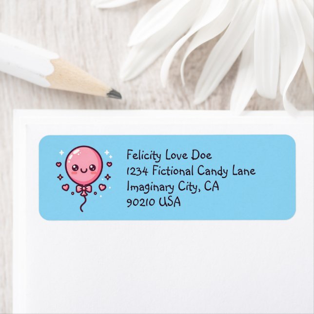 Cute Happy Balloon Return Labels (Insitu)
