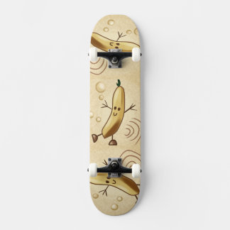 Cute happy banana skateboard