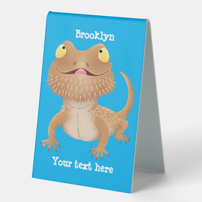 Cute happy bearded dragon lizard cartoon (Front)