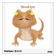Cute happy bearded dragon lizard cartoon