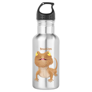 Cute happy bearded dragon lizard cartoon 532 ml water bottle