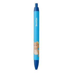 Cute happy bearded dragon lizard cartoon black ink pen