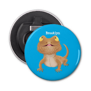 Cute happy bearded dragon lizard cartoon bottle opener