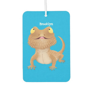Cute happy bearded dragon lizard cartoon car air freshener