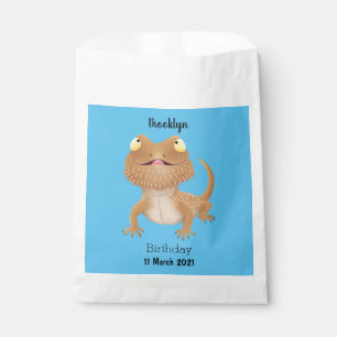 Cute happy bearded dragon lizard cartoon favour bags