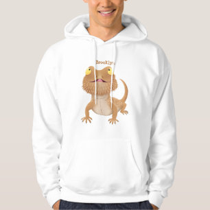 Cute happy bearded dragon lizard cartoon hoodie