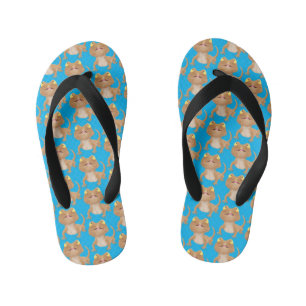 Cute happy bearded dragon lizard cartoon kid's flip flops