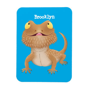 Cute happy bearded dragon lizard cartoon magnet