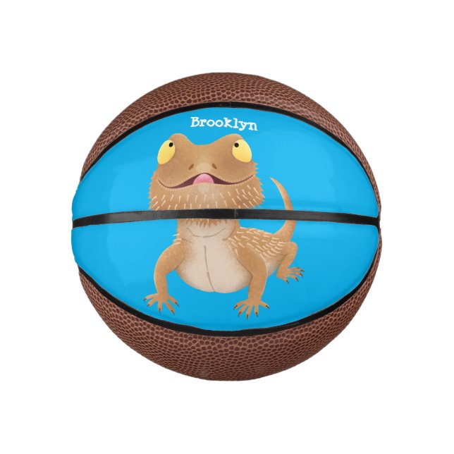 Cute happy bearded dragon lizard cartoon  mini basketball (Front)