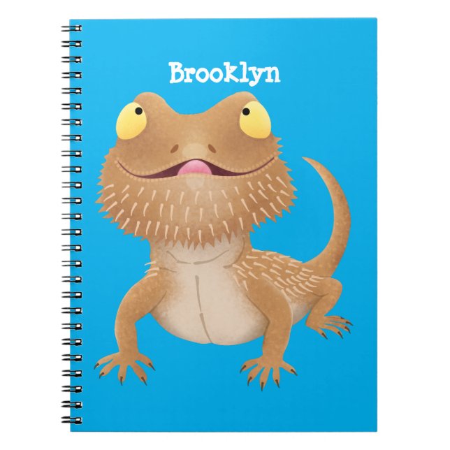 Cute happy bearded dragon lizard cartoon notebook (Front)