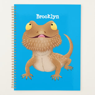 Cute happy bearded dragon lizard cartoon planner