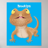 Cute happy bearded dragon lizard cartoon