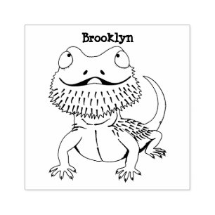 Cute happy bearded dragon lizard cartoon rubber stamp