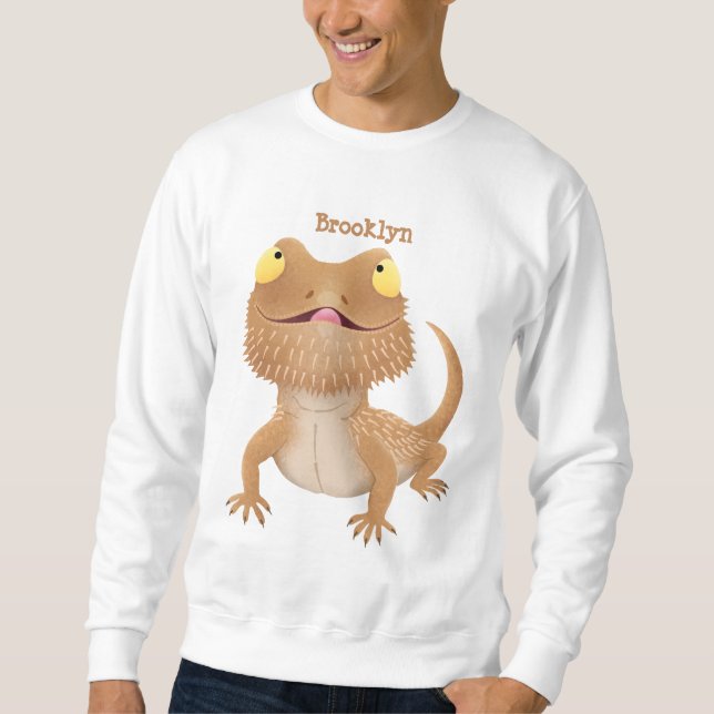 Cute happy bearded dragon lizard cartoon sweatshirt (Front)