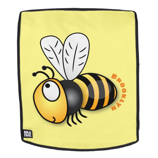 Cute happy bee cartoon illustration backpack (Removable Face)