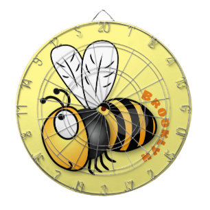 Cute happy bee cartoon illustration dartboard