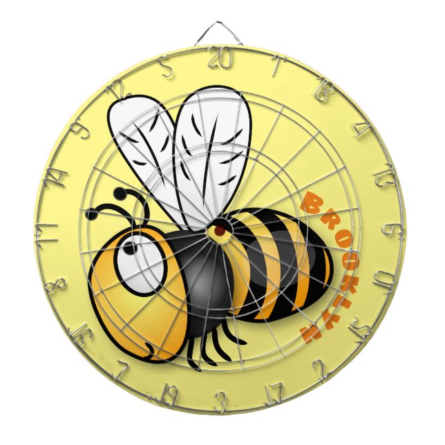 Cute happy bee cartoon illustration dartboard (Front)
