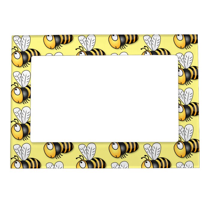 Cute happy bee  cartoon  illustration magnetic frame  