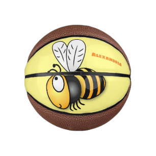 Cute happy bee cartoon illustration mini basketball