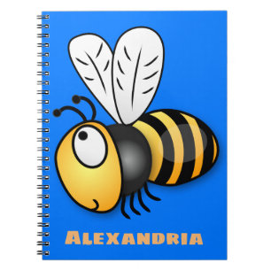 Cute happy bee cartoon illustration notebook