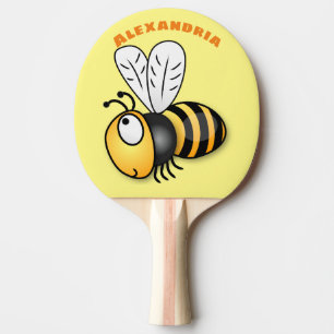 Cute happy bee cartoon illustration ping pong paddle