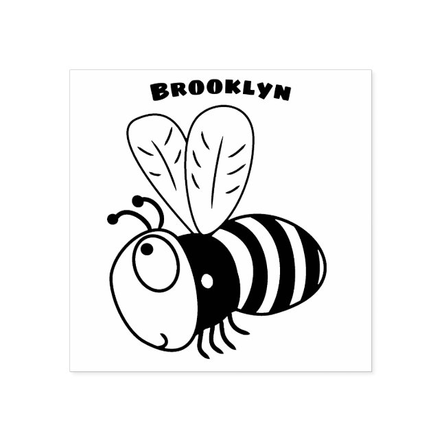 Cute happy bee cartoon illustration rubber stamp (Imprint)