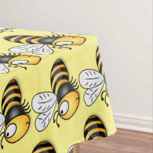 Cute happy bee cartoon illustration tablecloth