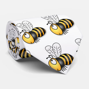 Cute happy bee cartoon illustration tie