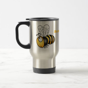 Cute happy bee cartoon illustration travel mug