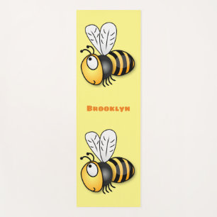 Cute happy bee cartoon illustration yoga mat