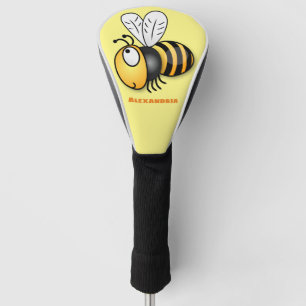 Cute happy bee cartoon personalised golf head cover