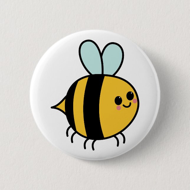 Cute Happy Bee Drawing  6 Cm Round Badge (Front)