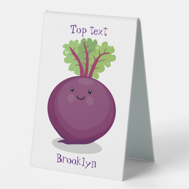 Cute happy beet root kitchen cartoon illustration (Front)