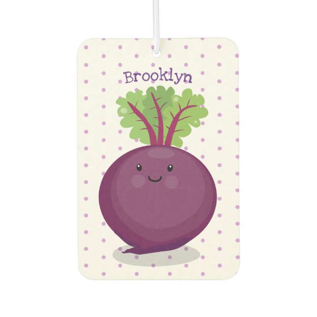 Cute happy beet root kitchen cartoon illustration car air freshener (Front)