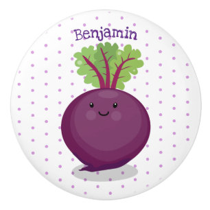 Cute happy beet root kitchen cartoon illustration ceramic knob
