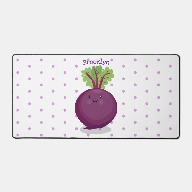 Cute happy beet root kitchen cartoon illustration desk mat (Front)