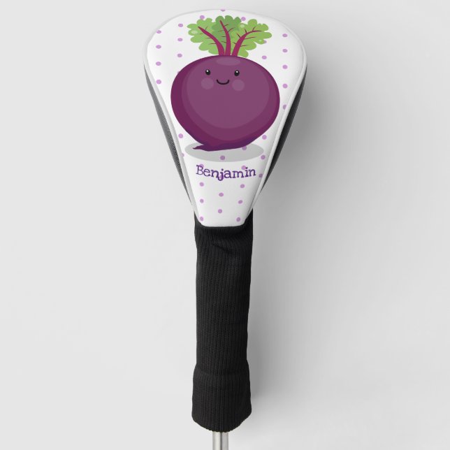 Cute happy beet root kitchen cartoon illustration golf head cover (Front)