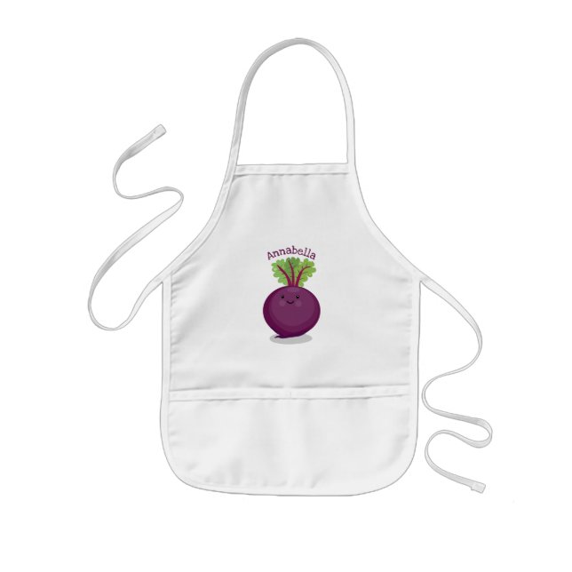 Cute happy beet root kitchen cartoon illustration kids apron (Front)