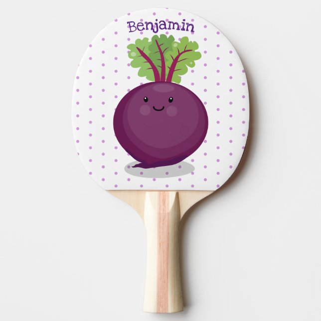 Cute happy beet root kitchen cartoon illustration  ping pong paddle (Front)