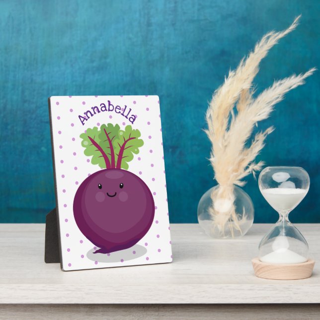 Cute happy beet root kitchen cartoon illustration plaque (Side)