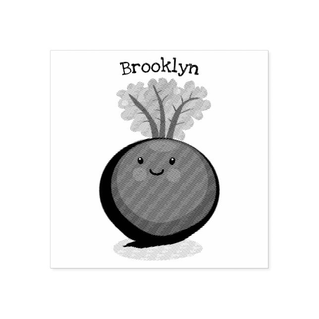 Cute happy beet root kitchen cartoon illustration rubber stamp (Imprint)