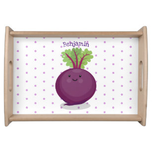 Cute happy beet root kitchen cartoon illustration serving tray