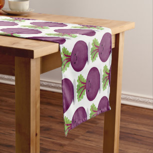 Cute happy beet root kitchen cartoon illustration short table runner