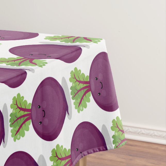 Cute happy beet root kitchen cartoon illustration tablecloth (In Situ)