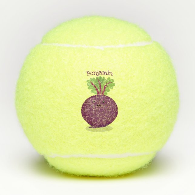 Cute happy beet root kitchen cartoon illustration tennis balls (Front)