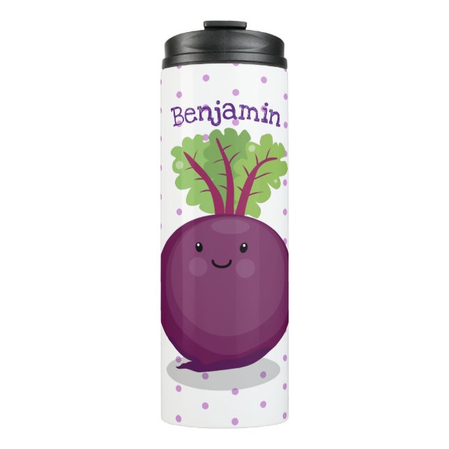 Cute happy beet root kitchen cartoon illustration thermal tumbler (Front)