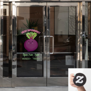 Cute happy beet root kitchen cartoon illustration window cling