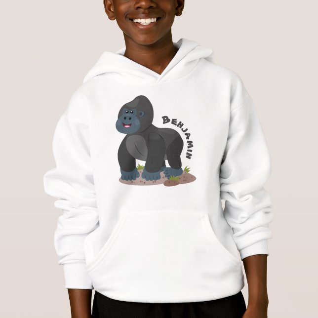 Cute happy big gorilla cartoon illustration (Front)