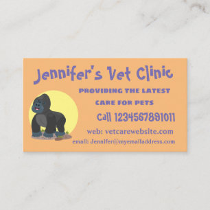 Cute happy big gorilla cartoon illustration business card